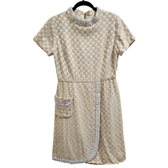 Barker"s Tre"s Chic Women's Dress with Asymmetrical Cut Decorative Beading Sze M - Picture 2 of 15